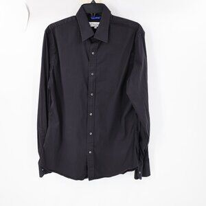 Teddy stradford Zip fit Shirt Men's 3 Long Sleeve Button Up Black Cotton casual